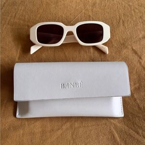 Cream Sunglasses with Case